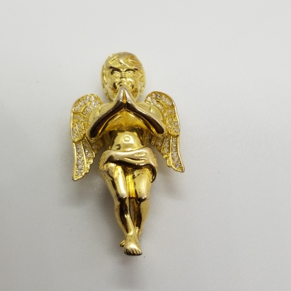 925 Sterling Silver CZ Gold Finished Pendant - Picture 6 of 8